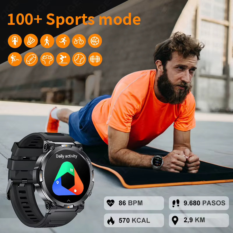 LIGE Smartwatch für Herren mit 1,43 Zoll AMOLED-Bildschirm, Bluetooth-Anruf, Herzfrequenzmessung und Schlaftracker in Schwarz - Bild 4