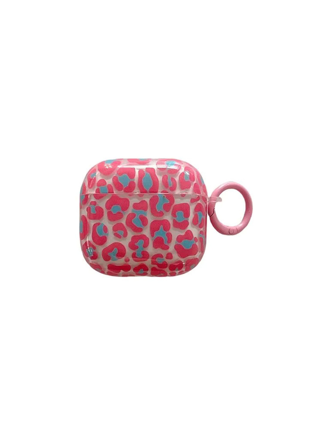 Stilvolle Apple AirPods Schutzhülle mit Leopardenmuster und Haken-Kopf in Pink - Bild 4