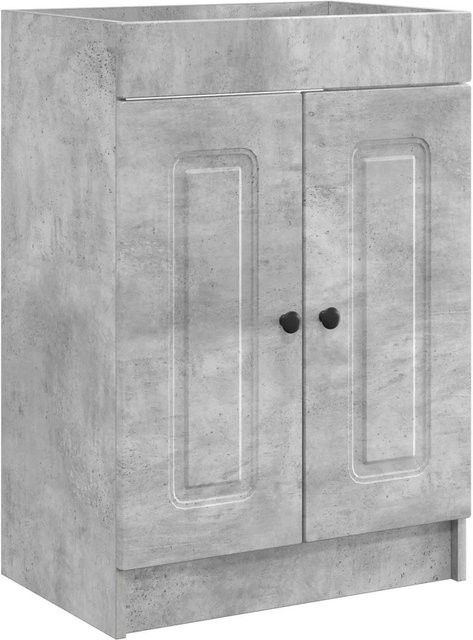 vidaXL Badschrank Unter dem Waschbecken in Betongrau mit Scharniertüren und Regalfächern, B: 56 cm, T: 37,5 cm, H: 81 cm - Bild 1