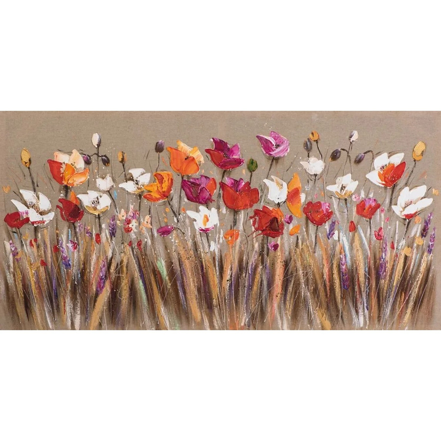 Art Universe Leinwandbild Buntes Blumenfeld in Multicolour, Breite: 140 cm, Höhe: 70 cm - Bild 2