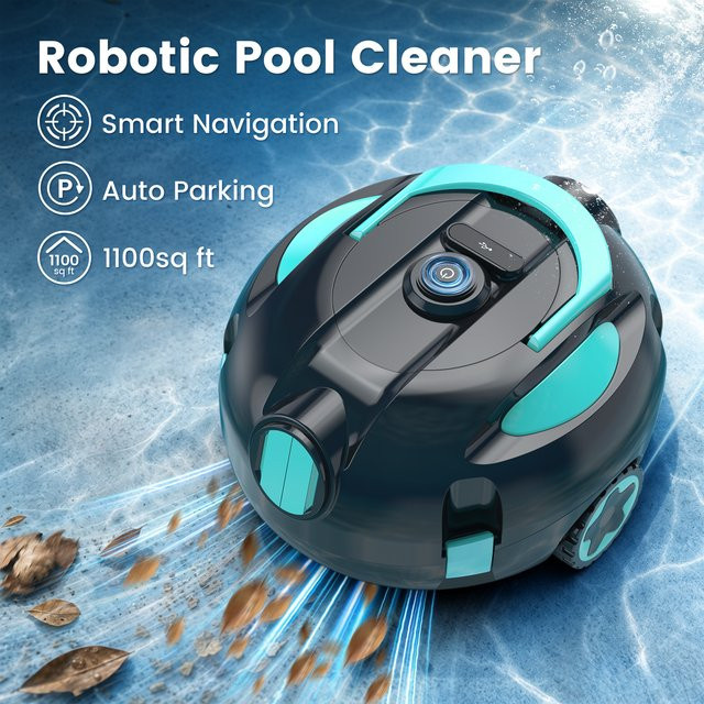 Vastorm Tragbarer Kabelloser Pool-Staubsauger-Roboter Automatischer Selbstparkender Oberirdischer Poolreiniger in Schwarz mit Akku - Bild 1