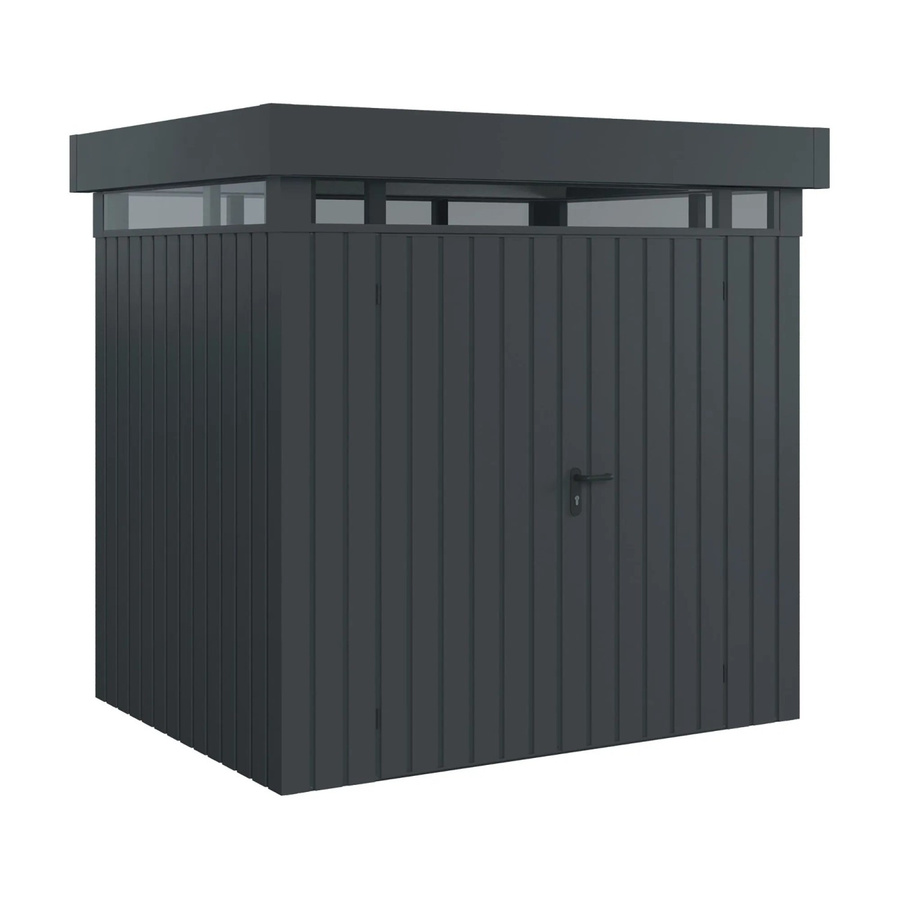 EcoStar Gerätehaus Euroline Pultdach mit Lichtband in Anthrazit, 2-flg., B: 229 cm, T: 179 cm - Bild 2