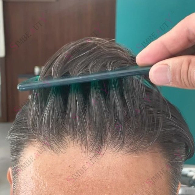 simbeauty Herren-Toupet Echthaar, Graue Blonde Braune Perücken - Bild 1