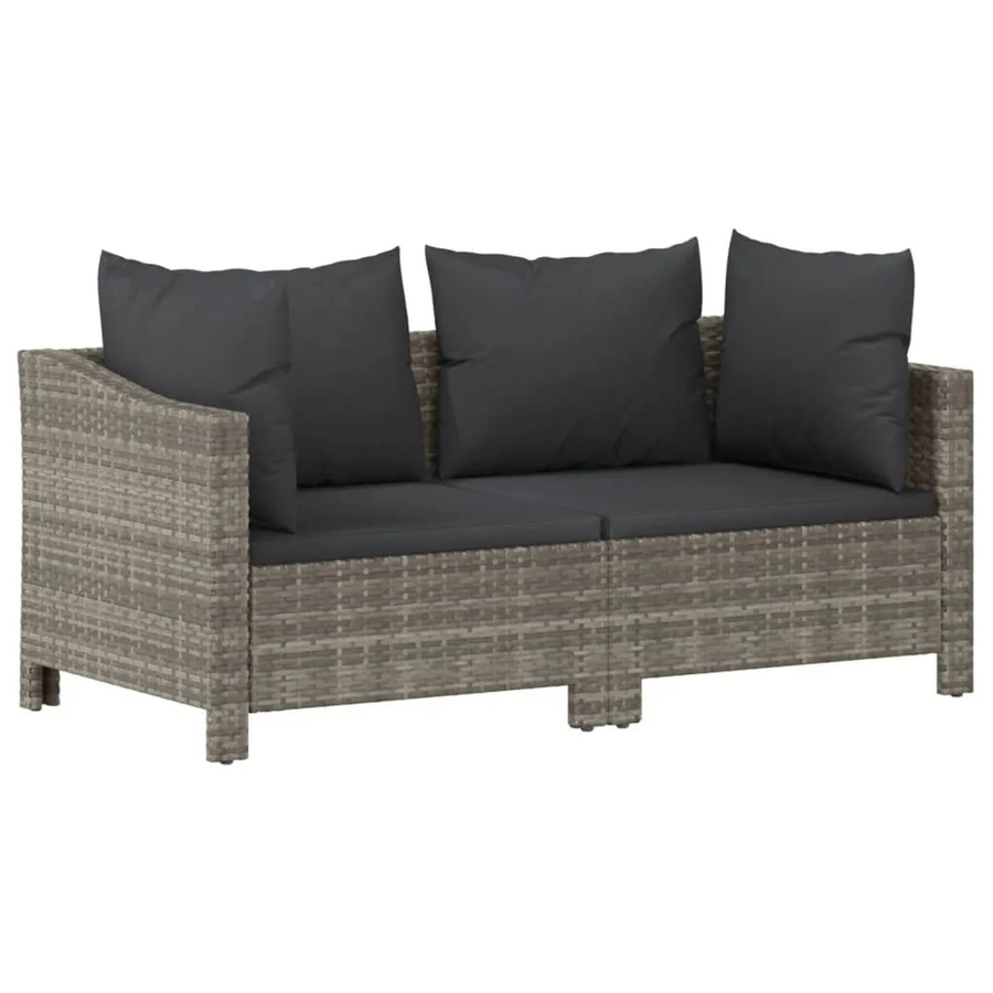 vidaXL 2-tlg Garten-Lounge-Set aus Poly Rattan mit Kissen in Grau - Bild 2