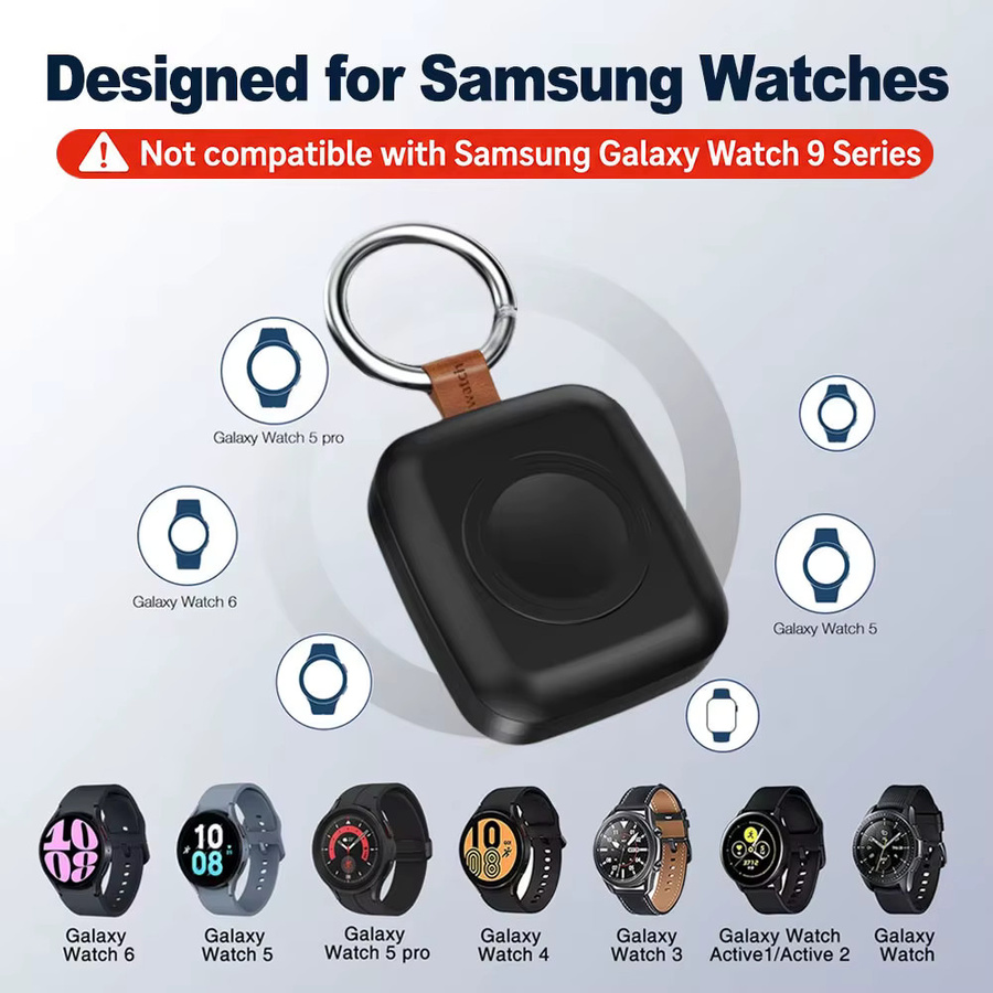 Magnetisches kabelloses USB Typ-C Schnellladegerät für Samsung Galaxy Watch 8, 8 Classic, 7, 7 Ultra, 6 und Active 2 in Schwarz aus Silikon - Bild 2