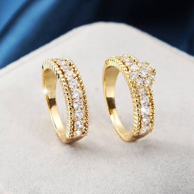 Huitan Trendy Ring Sets, Gold, Zirkonia, Damen - Bild 1