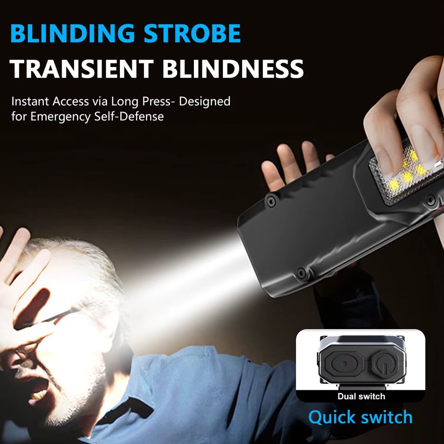 XIWANGFIRE Taktische Taschenlampe mit 1100 Lumen, Dual Switch Control, UV-Licht und 9 Beleuchtungsmodi, wiederaufladbar und wasserdicht - Bild 4
