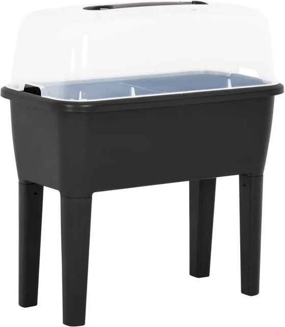 vidaXL Hochbeet aus Polypropylen in Anthrazit mit transparentem Deckel und Griff, B/T/H: 77 x 38,7 x 82 cm - Bild 1