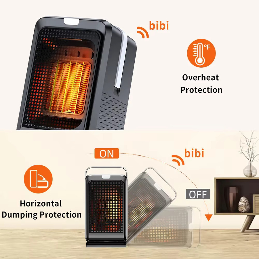 TENGKESi Tragbarer Keramik-Heizlüfter mit Fernbedienung und Kühlfunktion, Schwarz, 1000 W - Bild 5