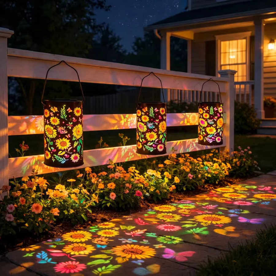 ledcbet Sonnenblumen Solar-Gartenlaternen aus Metall in Mehrfarbig, Wasserdichte LED Solarleuchten mit Haken für Garten, Balkon und Weg - Bild 4
