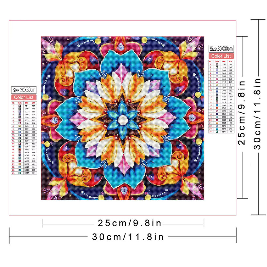AZQSD 5D-Diamantgemälde Mandala-Design mit runden Strasssteinen in Multicolour, B/H: 30 x 20 cm - Bild 2