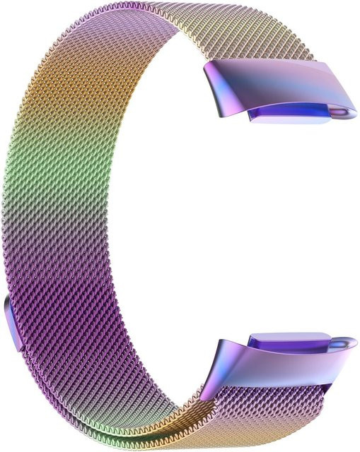 Uhrenarmband Milanaise, Edelstahl, bunt, Unisex, für Fitbit Charge 5 6 - Bild 1