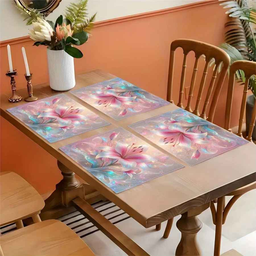 VIKAMA 4-teiliges Tischset-Set mit Blumendruck in Multicolour - Bild 2