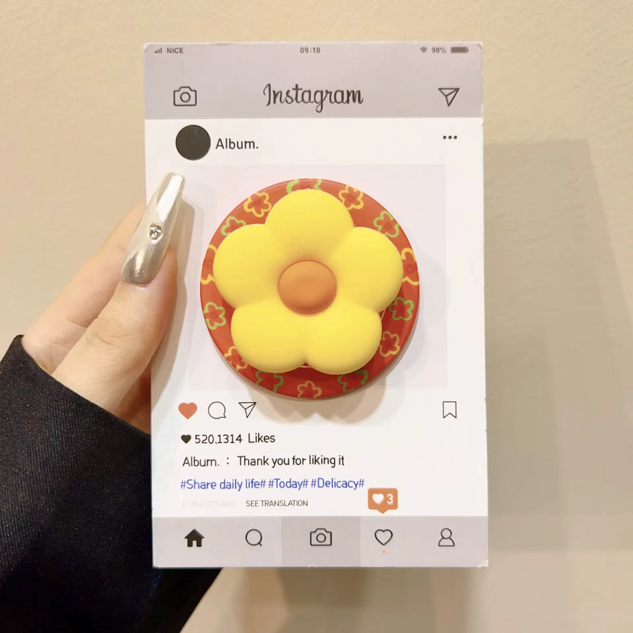 INS Magnetischer 3D-Silikon-Blumen-Handyhalter in Lila für iPhone Samsung und Google als Universal-Ständer und Zubehör - Bild 3