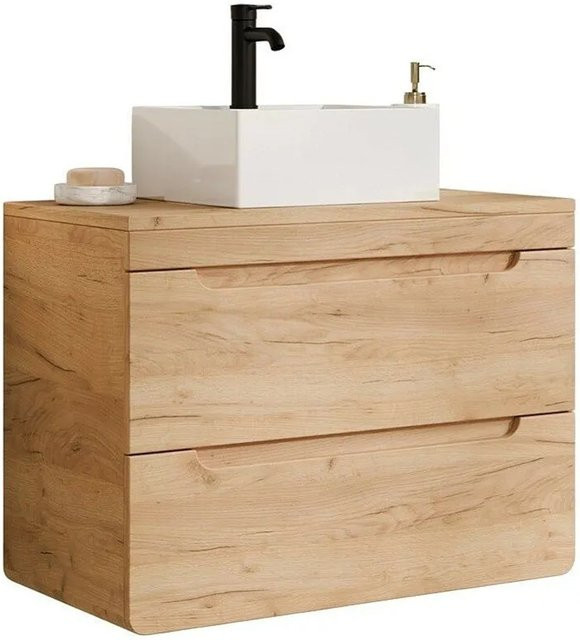 Vente-unique Einzelwaschtisch Aruba in Beige, Wandmontage, Breite: 80 cm - Bild 1
