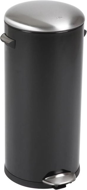 PROREGAL Retro Treteimer mit markanten Griffen und Kugelkappe, Schwarz, Höhe: 68,5 cm, Durchmesser: 29,2 cm, 30 Liter - Bild 1