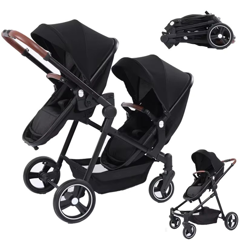 Multifunktionaler faltbarer Zwillingskinderwagen als konvertierbarer Leichtgewicht-Babywagen in Schwarz und Multicolour - Bild 3
