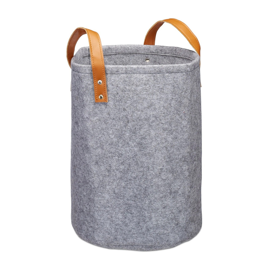Relaxdays Wäschekorb aus Filz in Anthrazit, tragbar und faltbar, Breite: 45 cm, Tiefe: 30 cm - Bild 2