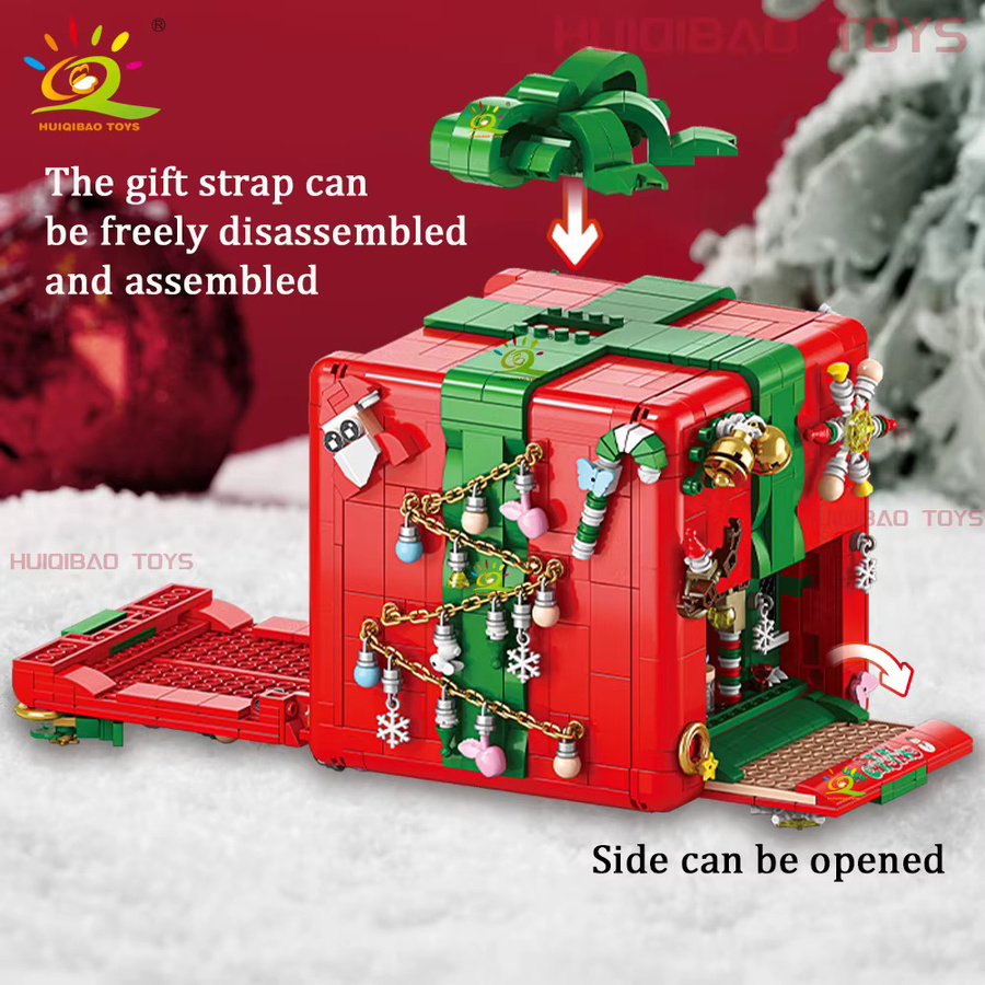 HUIQIBAO DIY Modellbaustein Überraschungsbox mit Elch und Schneemann, Weihnachts-Spielzeug für Kinder und Erwachsene, Mehrfarbig - Bild 5