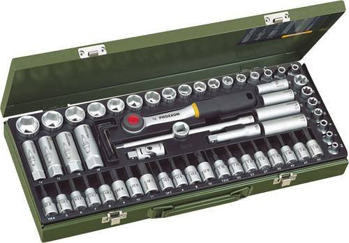 Proxxon Super-Kompakt-Steckschlüsselsatz 3/8 Zoll, 65-teilig aus Chrom-Vanadium in Silber und Grün - Bild 1