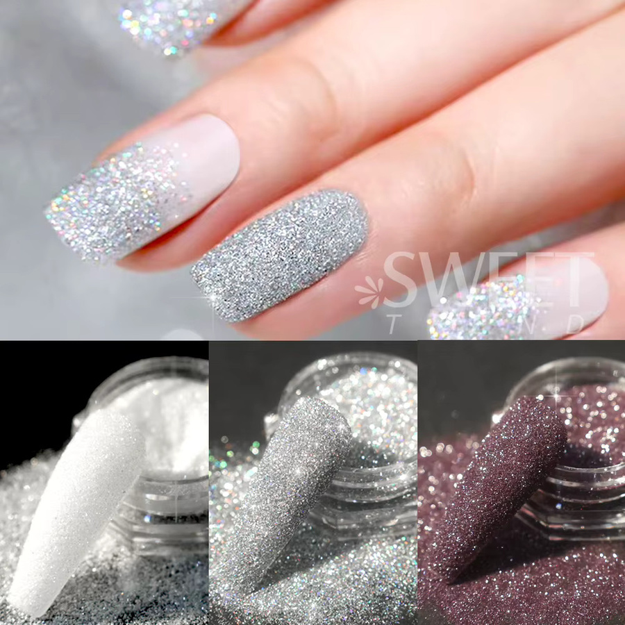 SWEET TREND Nagel Glitter Pulver, Silbrig, 3 Boxen - Bild 3