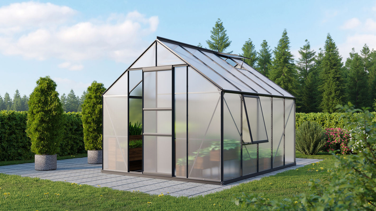 Vitavia Gewächshaus Meridian 8300 Schwarz mit Polycarbonat-Platten und Aluminiumrahmen, 8,3 m² - Bild 2