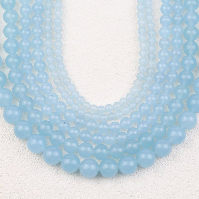Perlen Chalcedon, Jade, Hellblau, Unisex - Bild 1