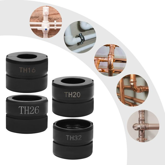 Bymaocar 4-teiliges Presswerkzeug-Set aus Cr45 Stahl in Schwarz, TH16-TH32mm Pressbacken für Rohrpresszangen, passend für PEX-AL-PEX Mehrschichtrohre (TH-Typ) - Bild 1