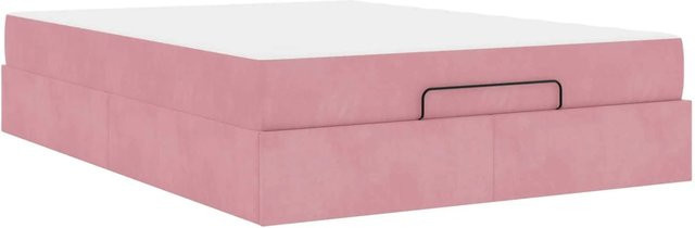vidaXL Bettgestell mit Matratze 2-teilig in Rosa Samt, B/T: 160 x 200 cm - Bild 1