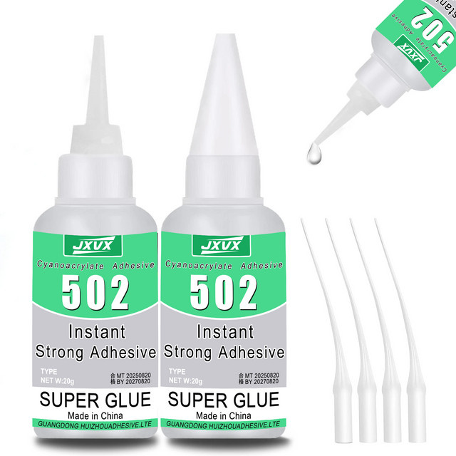 LOOLIFL 502 Super Strong Kleber, schnell trocknender Cyanacrylat-Flüssigkleber für Hartkunststoffe, Keramik, Leder und Metall, transparent, 20 g - Bild 1