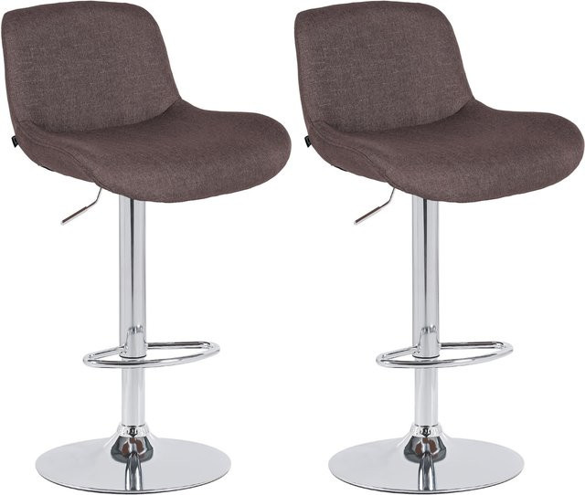 CLP 2er Set Barhocker Solon höhenverstellbar und drehbar mit Rückenlehne aus Samt oder Stoff in Chrom-Optik - Bild 1