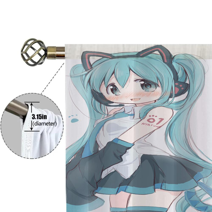 Hatsune Miku Verdunkelungsvorhänge Set aus 2 Stück für Wohnzimmer und Schlafzimmer, B: 50 cm, H: 70 cm - Bild 2