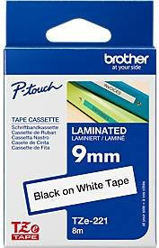 Brother TZe-221 P-touch Schriftbandkassette, thermisch, Farbe: Weiß, Schriftfarbe: Schwarz, Breite: 9 mm, Länge: 8 m - Bild 4