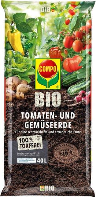Compo Bio Torffreie Tomaten- und Gemüseerde für Gemüsebeete, Gewächshäuser, Balkon und Terrasse - Bild 1