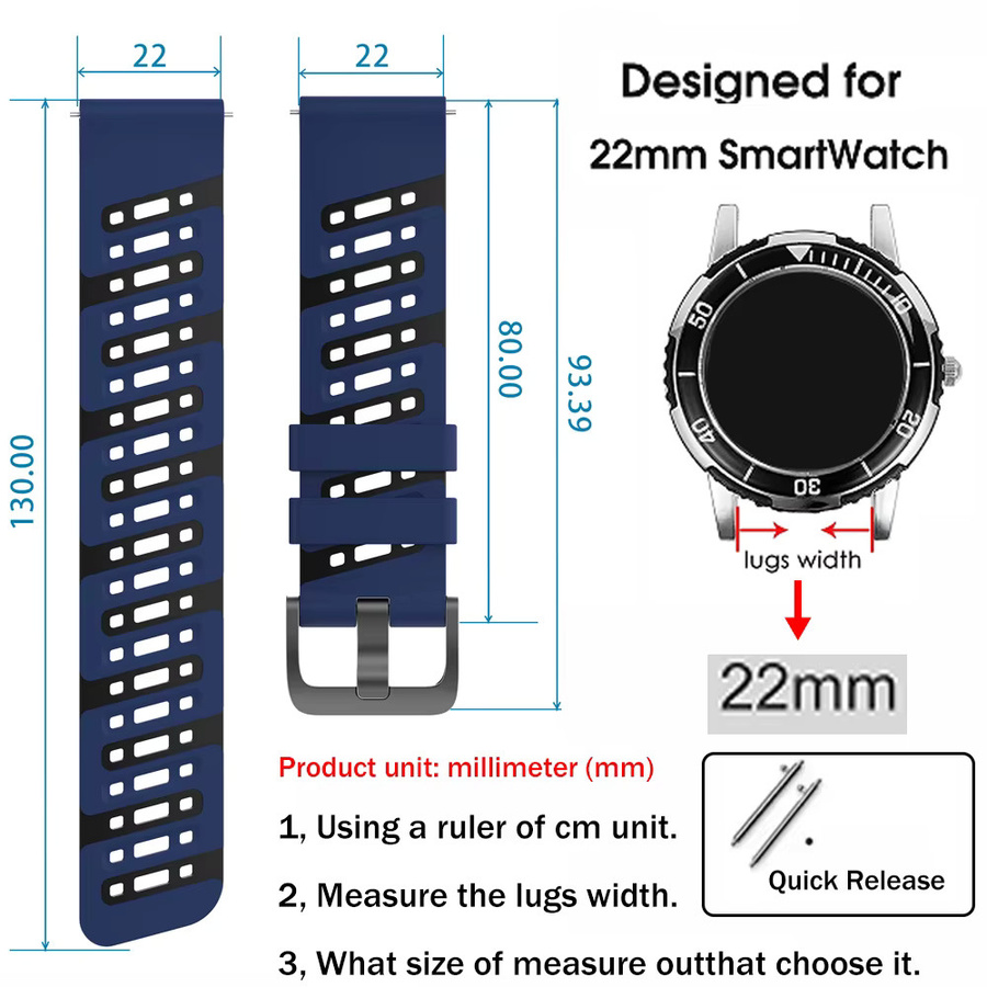 Uhrenarmband Silikon, 22 mm, Unisex - Bild 4