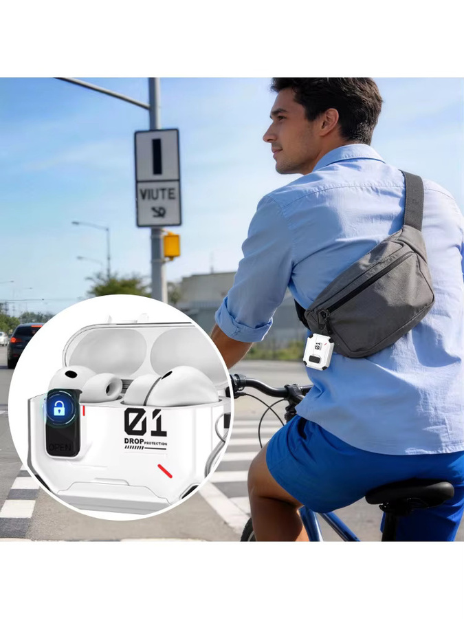Sicherheitsverschluss Kopfhörerhülle für Apple AirPods Pro 2 und Pro 3 mit automatischem Öffnungsmechanismus und MagSafe Kompatibilität in Weiß oder Gelb - Bild 7
