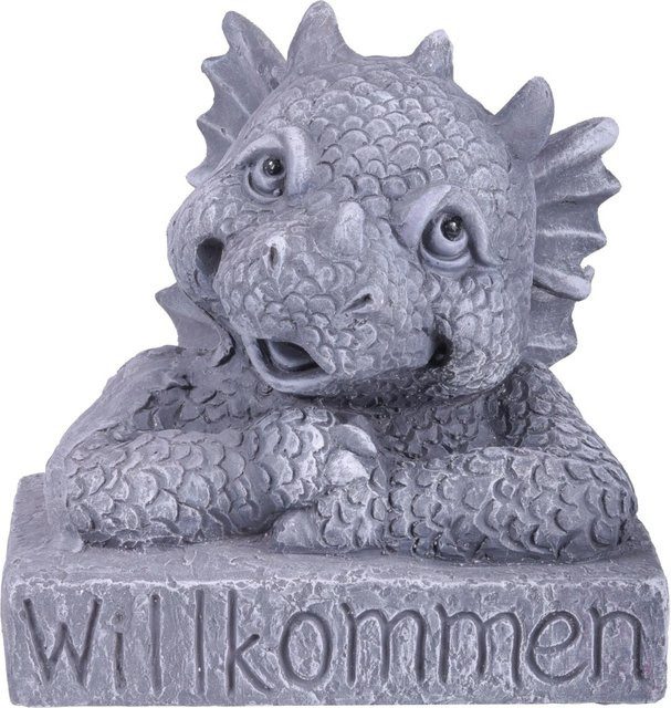 DELUKE Gartenfigur OTTO aus Keramik in Grau-Schwarz, Gartendeko für Outdoor, Höhe: 28 cm, Breite: 23 cm, Tiefe: 23 cm - Bild 1