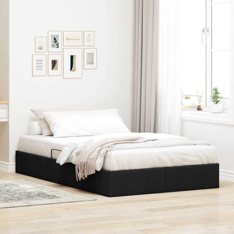 Polsterbett mit Kopfteil vidaXL in Schwarz aus Stoff und Metall, B/T: 120 x 200 cm - Bild 1