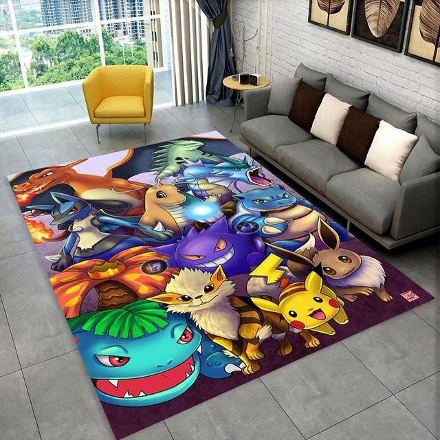 Pikachu Pokemon Cartoon Teppich Rutschfeste Fußmatte für Wohnzimmer und Schlafzimmer B: 230 cm, T: 160 cm - Bild 1