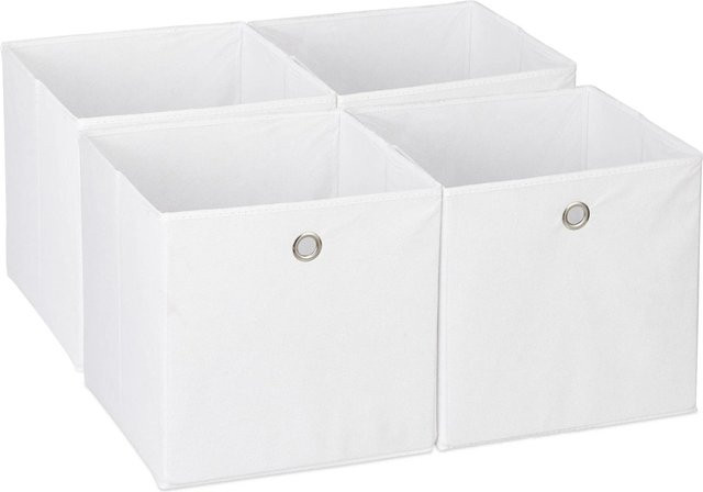 Relaxdays Faltbox 4er Set aus Polyester in Weiß, B/T/H: 30 x 30 x 30 cm - Bild 1