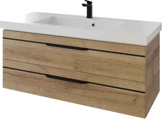 Pelipal Waschbeckenunterschrank Riviera Eiche quer Nachbildung, Farbe Braun, Breite: 119 cm, Tiefe: 48 cm, Höhe: 1 cm - Bild 1