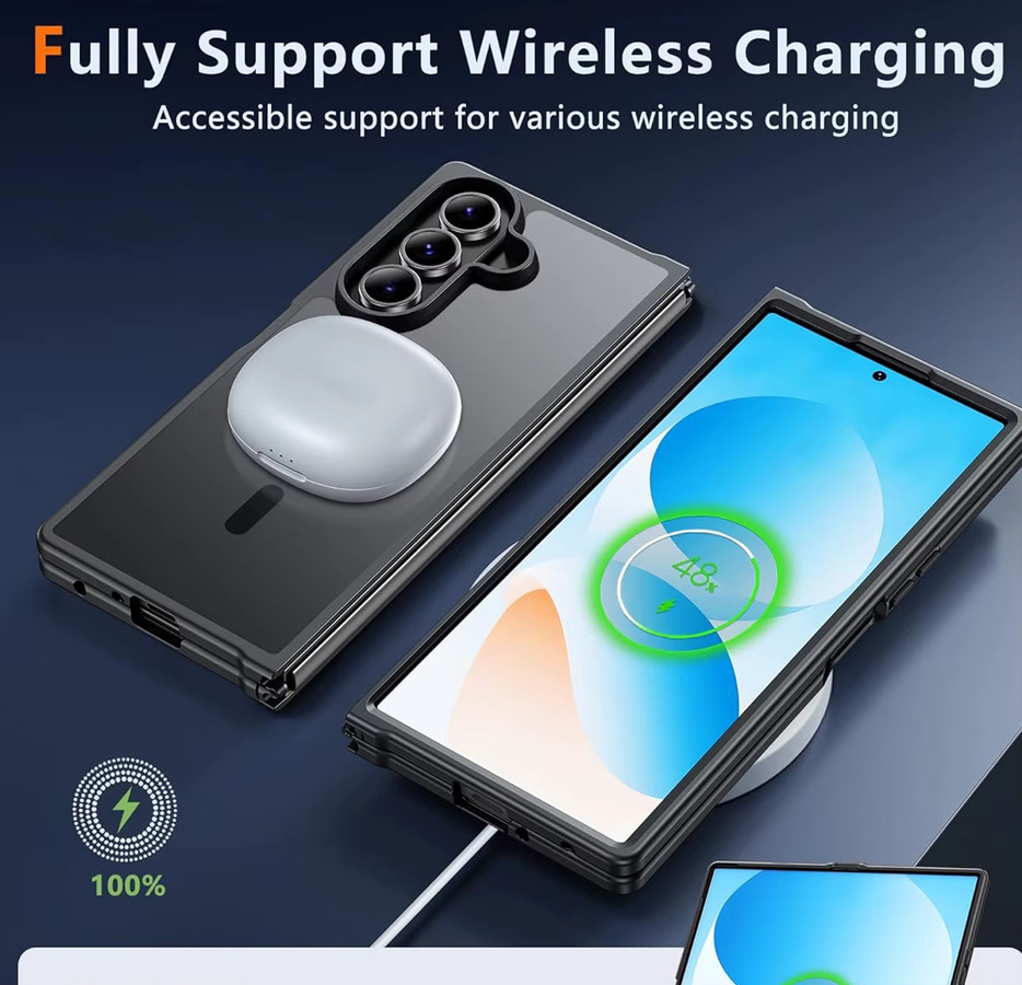 UYUXIO Magnetische Handyhülle für Samsung Galaxy Z Fold 7, Durchscheinend und Schlank, Transparent/Schwarz - Bild 3