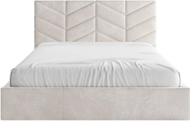 Vente-unique Bett Justani mit Bettkasten in Cremefarben, B/T/H: 140 x 190 cm - Bild 1