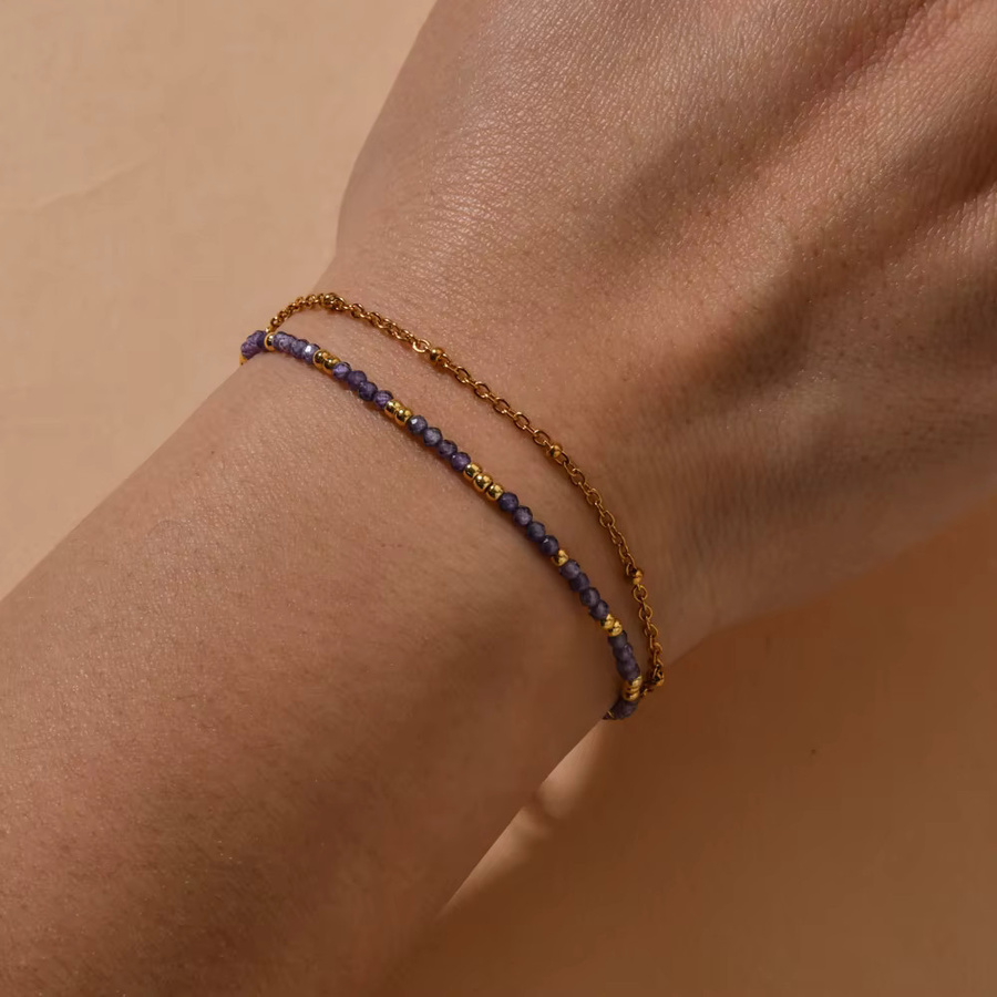 ZMZY Kettenarmband Edelstahl, goldfarben, Zirkon-Steinperlen, Damen - Bild 3