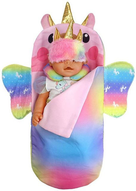 Barnewa Einhorn Puppenzubehör, Steppdecke, Kissen, Augenklappen - Bild 1