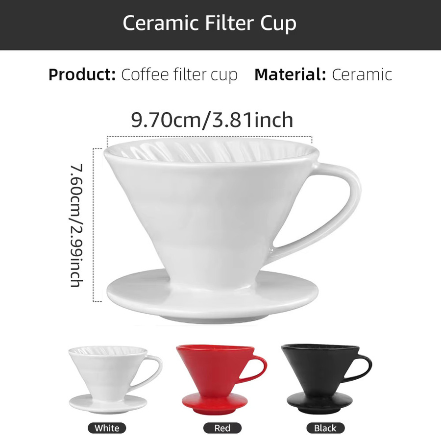 MYVIT Keramik-Kaffeefilterbecher in Weiß als konischer Handfilter für Barista-Zubereitung - Bild 5