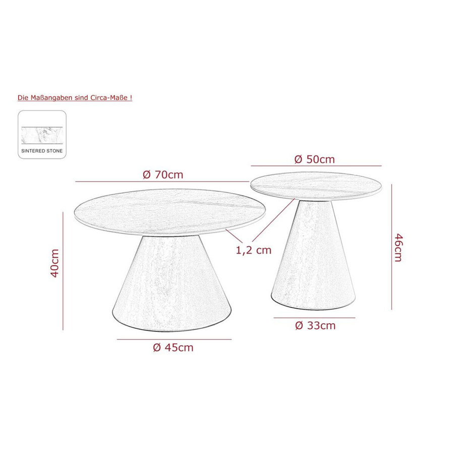Couchtisch Hela in Grau mit Marmoroptik aus Sintered Stone und modernem Design B/H: 70 x 46 cm - Bild 2