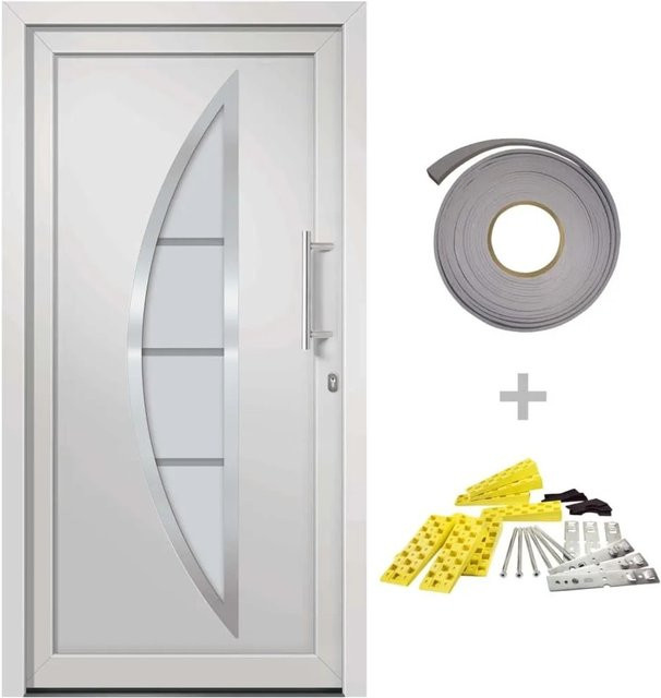 vidaXL Haustür in Weiß, modernes Design aus Aluminium und Stahl, B/H: 108 x 200 cm - Bild 1
