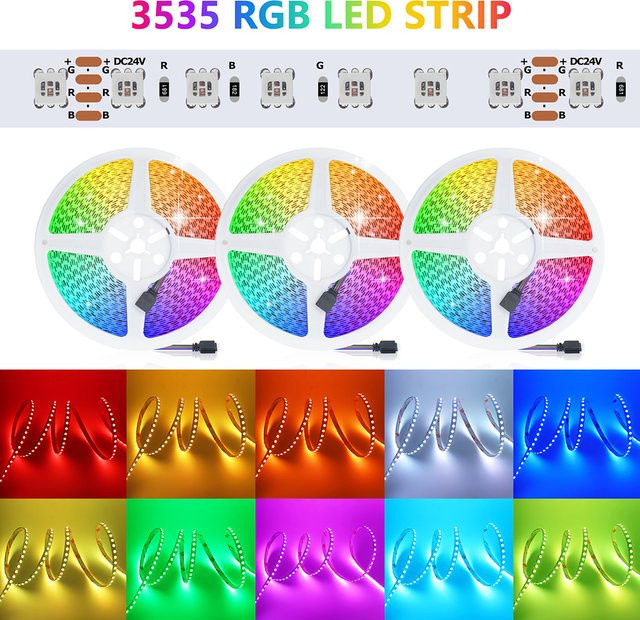 HAGAHA RGB LED Lichtstreifen Multicolour, 5m, 120 LEDs/m, SMD 3535, selbstklebend und zuschneidbar, ideal als TV Hintergrundbeleuchtung - Bild 1