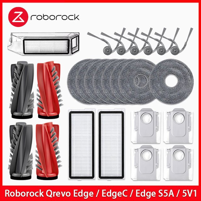 Roborock Ersatzteil-Set für Qrevo Edge, EdgeC, Edge S5A, 5V1 und Curv mit Hauptwalze, Seitenbürsten, Hepa-Filtern, Mopptüchern und Staubbeuteln in Multicolour - Bild 1